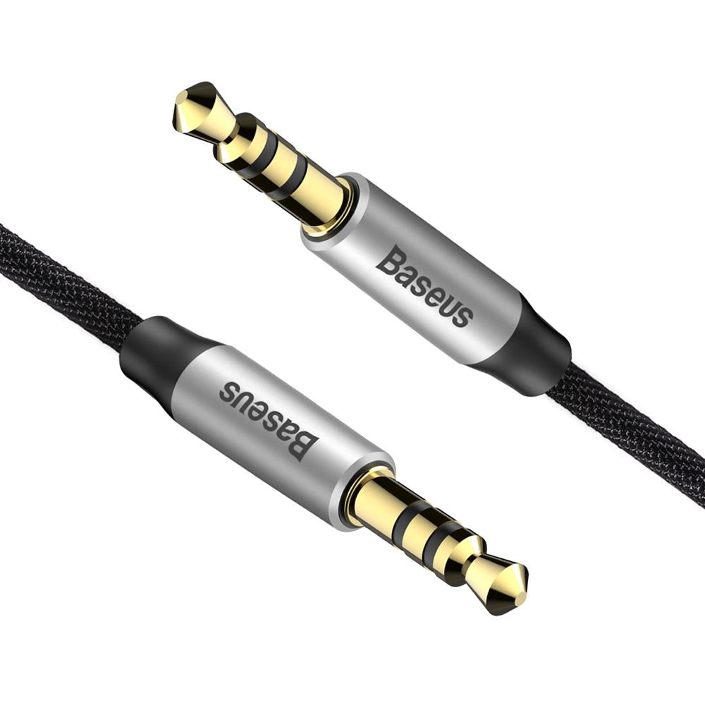 Audiokabel AUX 3.5mm Mini Jack (2x Stecker), Baseus Yiven M30, 1m, Silbern-Schwarz