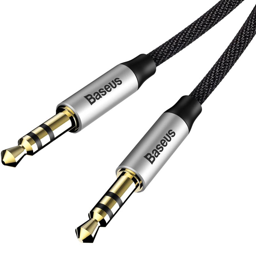 Audiokabel AUX 3.5mm Mini Jack (2x Stecker), Baseus Yiven M30, 1m, Silbern-Schwarz