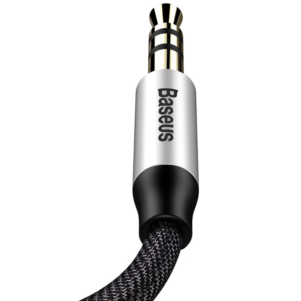 Audiokabel AUX 3.5mm Mini Jack (2x Stecker), Baseus Yiven M30, 1m, Silbern-Schwarz