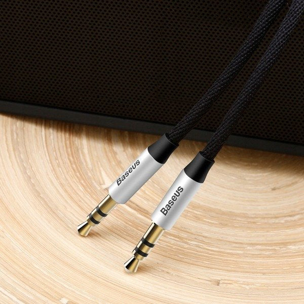 Audiokabel AUX 3.5mm Mini Jack (2x Stecker), Baseus Yiven M30, 1m, Silbern-Schwarz