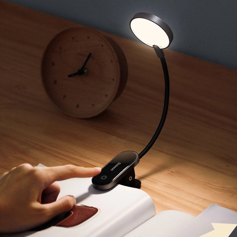 LED Clip Lampe mit Akku, Baseus Mini Clip Lamp, 350 mAh, 4000 K, Grau mit schwarzen Elementen