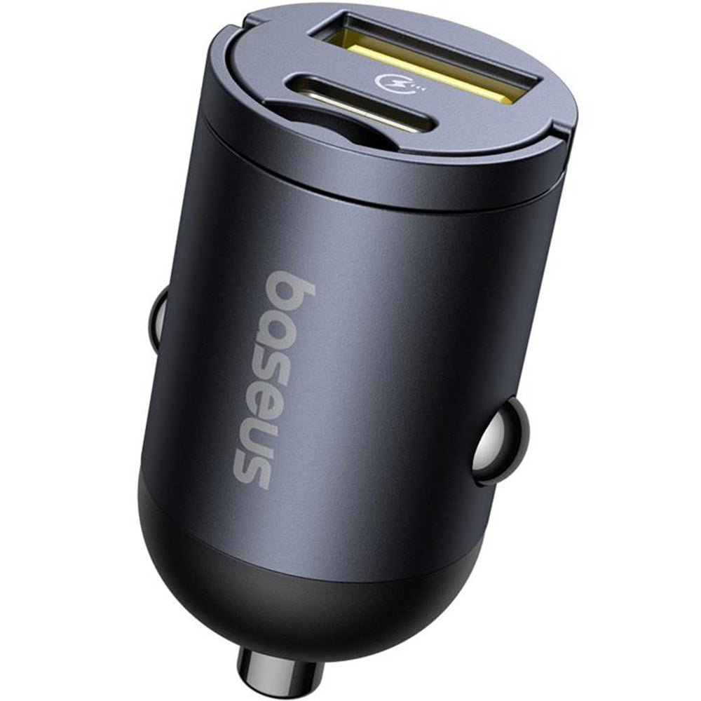Autoladegerät PD 30W, 1x USB-A, 1x USB-C , Baseus Mini Tiny Star, Schwarz