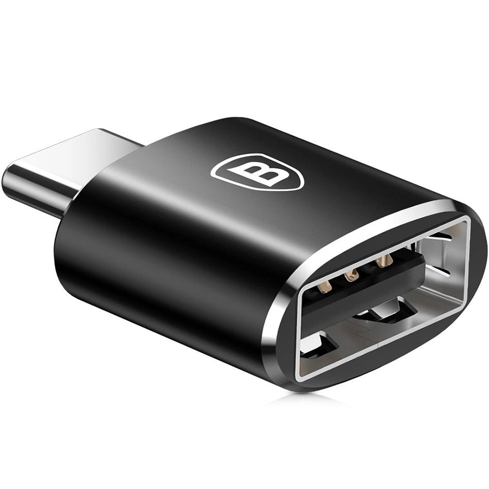 Adapter von USB-A (weiblich) auf USB-C (männlich), Baseus Mini, Schwarz
