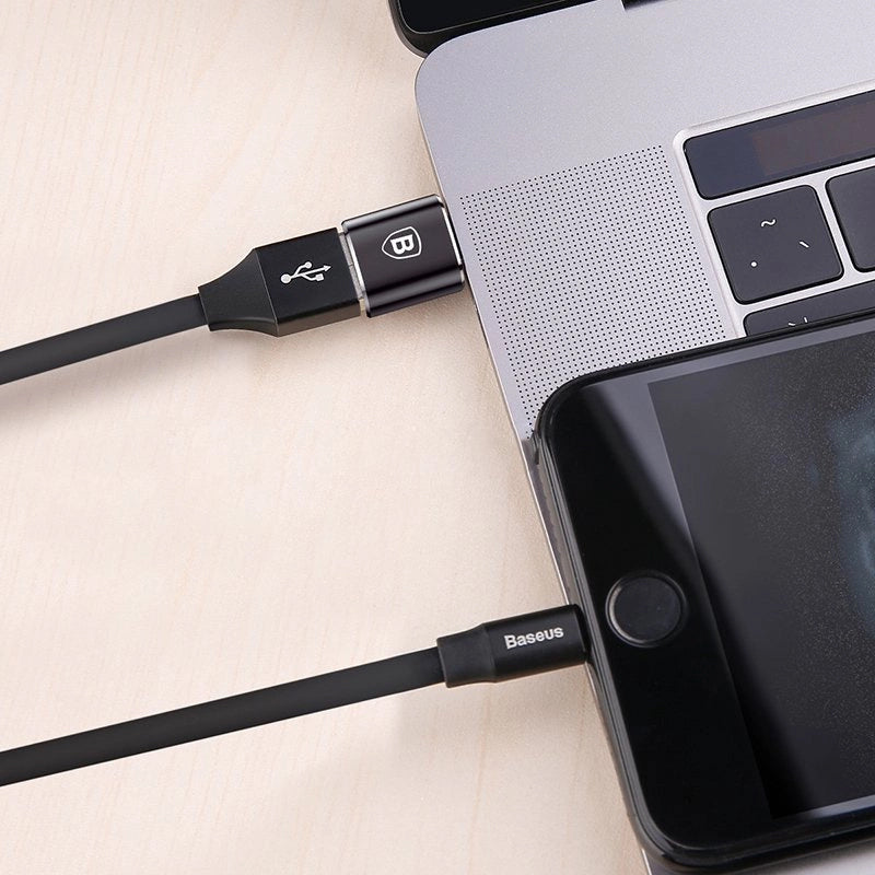 Adapter von USB-A (weiblich) auf USB-C (männlich), Baseus Mini, Schwarz