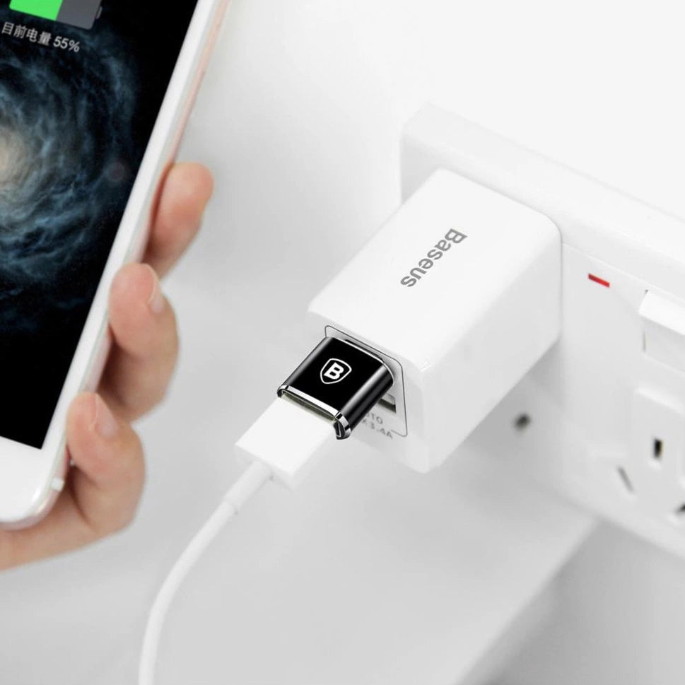 Adapter von USB-A (weiblich) auf USB-C (männlich), Baseus Mini, Schwarz