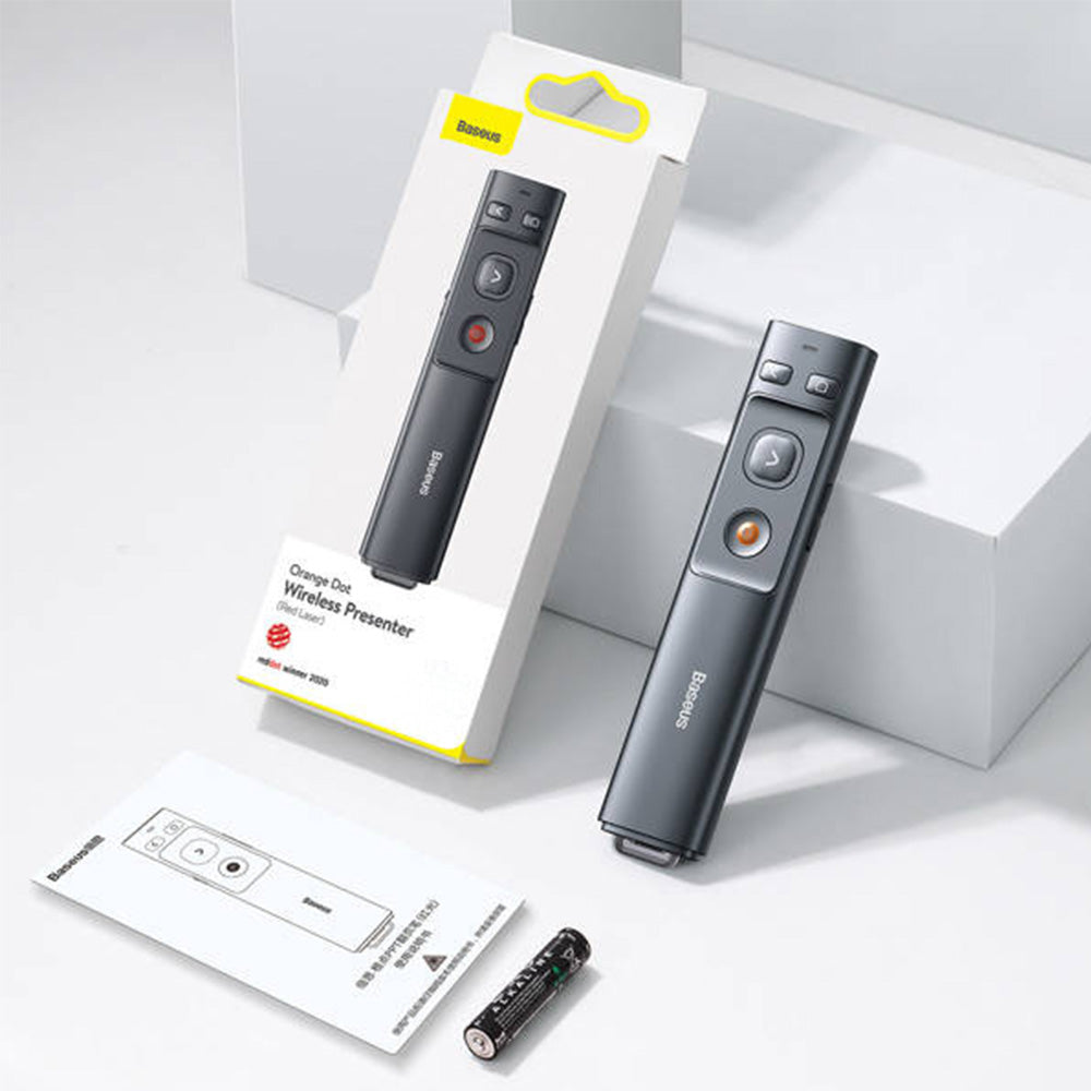Laserpointer, kabellos / Fernbedienung für Präsentationen, Baseus Orange Dot, 100 m, 2.4 GHz, Grau