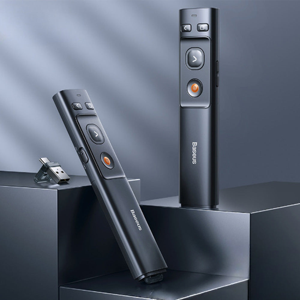 Laserpointer, kabellos / Fernbedienung für Präsentationen, Baseus Orange Dot, 100 m, 2.4 GHz, Grau