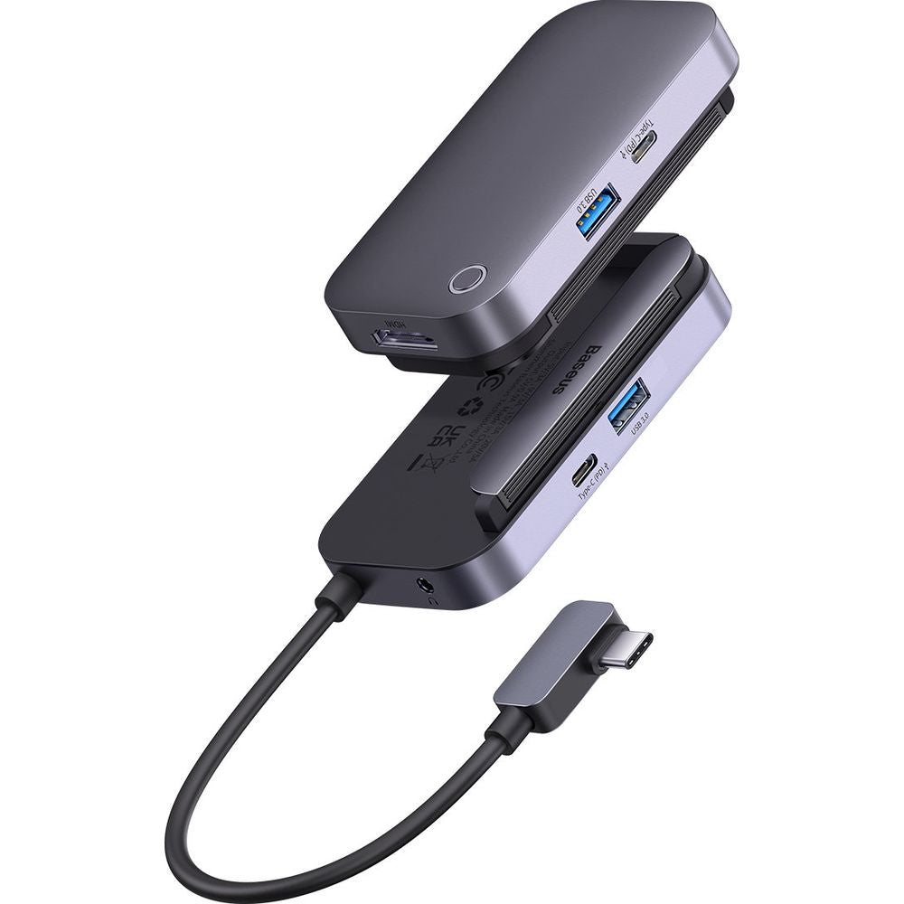 Hub-Adapter Baseus PadJoy 4W1 USB-C, HDMI 4K, USB 3.0, Mini Jack 3.5mm, 100W, PD, Grau
