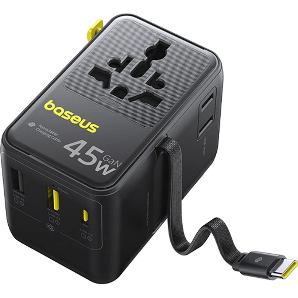 Adapter Reise / Netzladegerät Baseus PicoGo AG11 45W 6-in-1 EU/UK/US/AU/JP/CN + Kabel, Schwarz