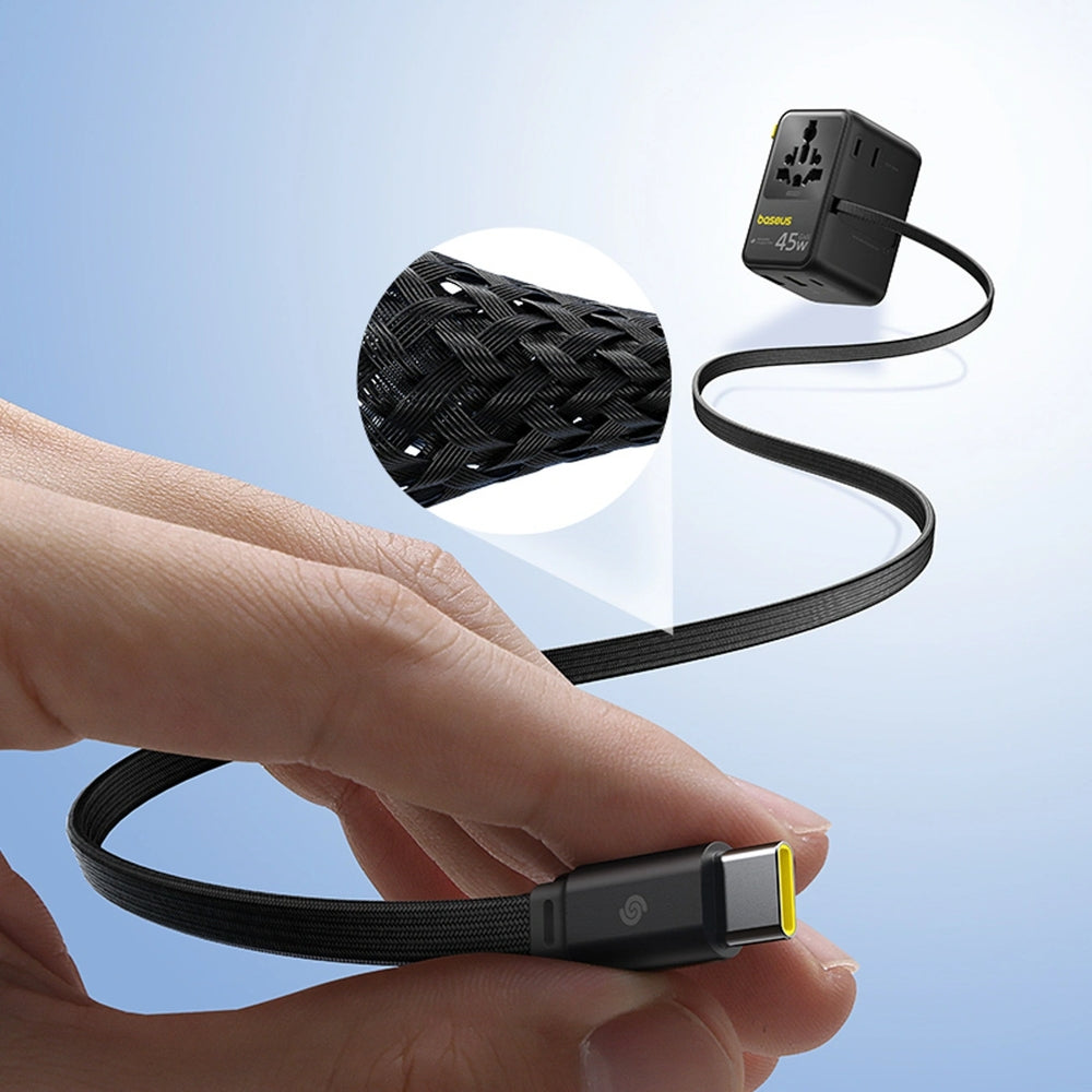 Adapter Reise / Netzladegerät Baseus PicoGo AG11 45W 6-in-1 EU/UK/US/AU/JP/CN + Kabel, Schwarz