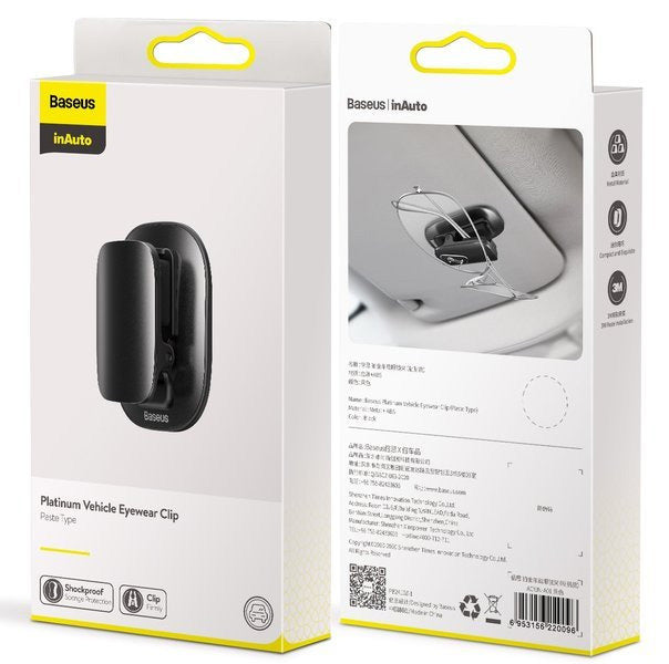 Autohalterung, Brillenclip Baseus Platinum Vehicle, mit doppelseitigem Klebeband befestigt, Schwarz
