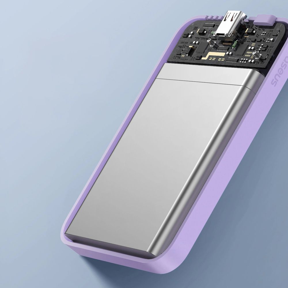 Baseus Magnetic Mini magnetische Powerbank für MagSafe, USB-C, 5000mAh 20W + Kabel, Violett