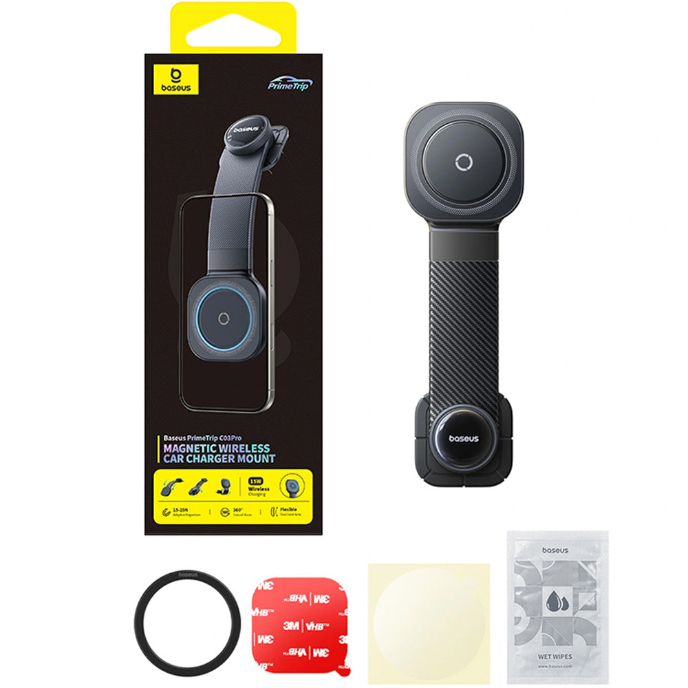 Autohalterung für das Armaturenbrett mit MagSafe / Qi, 15W, Baseus PrimeTrip C03Pro, Schwarz