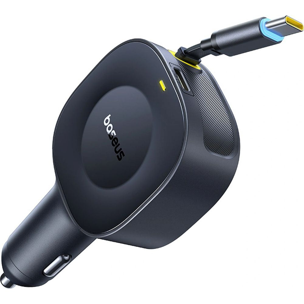 Autoladegerät USB-C mit ausziehbarem Kabel USB-C, Baseus PrimeTrip VR2, 60W, QC, PD, Huawei SCP, Schwarz
