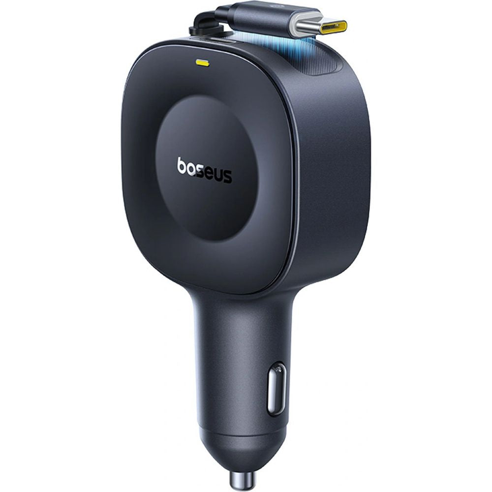 Autoladegerät USB-C mit ausziehbarem Kabel USB-C, Baseus PrimeTrip VR2, 60W, QC, PD, Huawei SCP, Schwarz