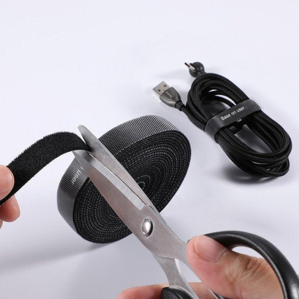 Band / Klettband / Kabelorganisator Baseus Rainbow Circle Velcro, Schwarz