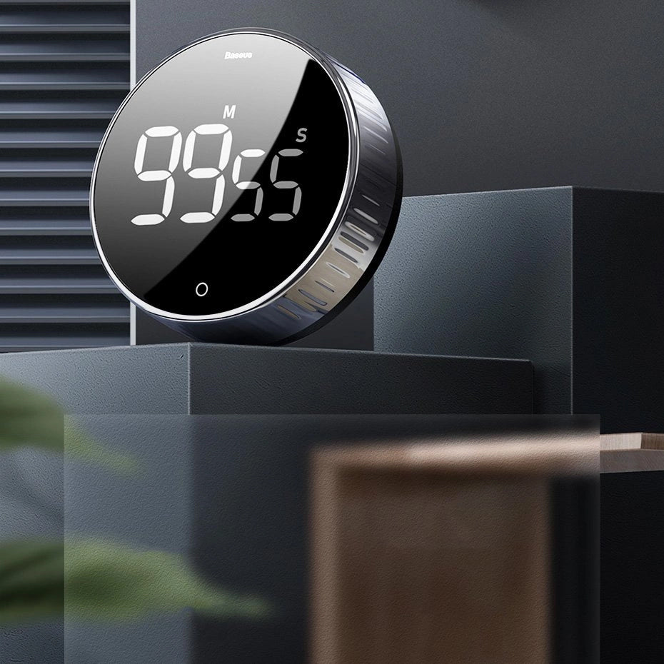 Elektronischer Timer mit Drehsteuerung, Baseus Heyo, Schwarz-Silber