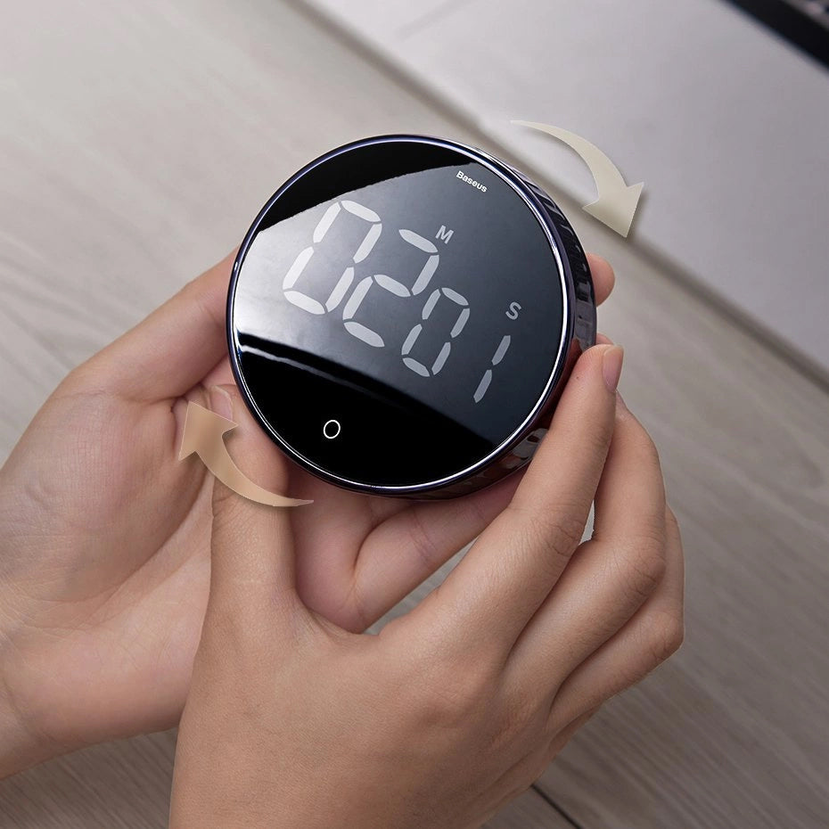 Elektronischer Timer mit Drehsteuerung, Baseus Heyo, Schwarz-Silber