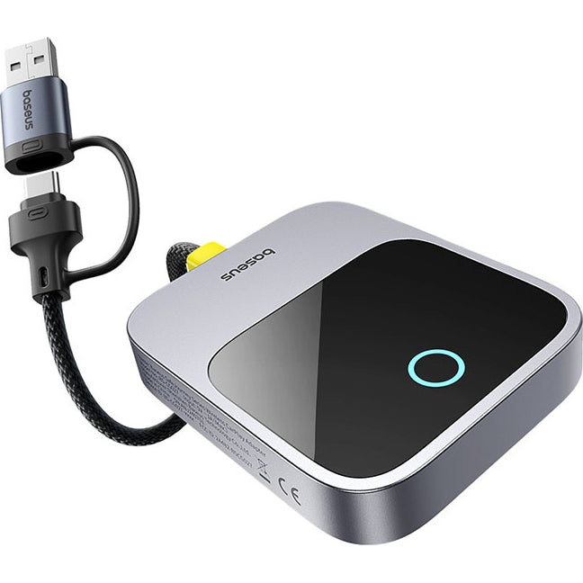 Adapter für drahtloses CarPlay, Baseus SafeJourney USB-A+USB-C, Bluetooth 5.0 / WiFi 5 GHz, Grau