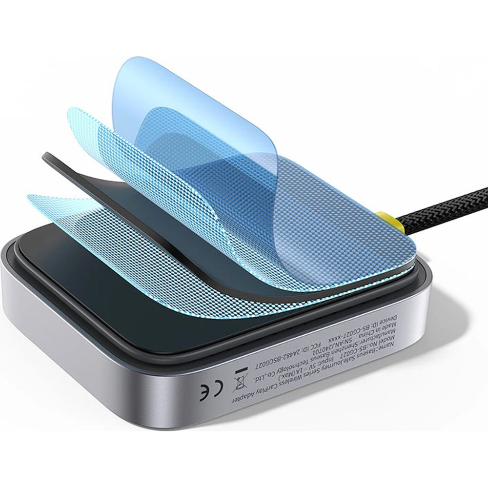 Adapter für drahtloses CarPlay, Baseus SafeJourney USB-A+USB-C, Bluetooth 5.0 / WiFi 5 GHz, Grau