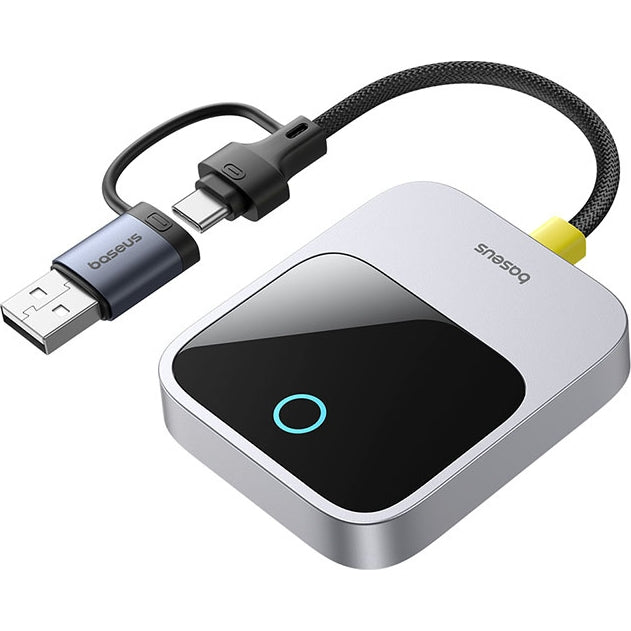Adapter für drahtloses CarPlay, Baseus SafeJourney USB-A+USB-C, Bluetooth 5.0 / WiFi 5 GHz, Grau