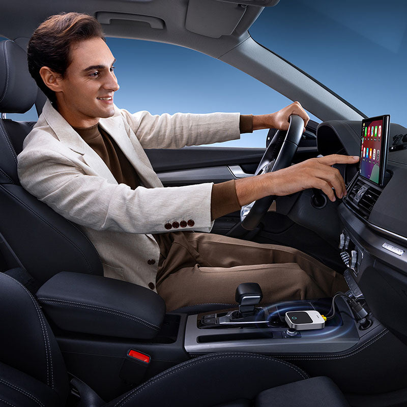 Adapter für drahtloses CarPlay, Baseus SafeJourney USB-A+USB-C, Bluetooth 5.0 / WiFi 5 GHz, Grau