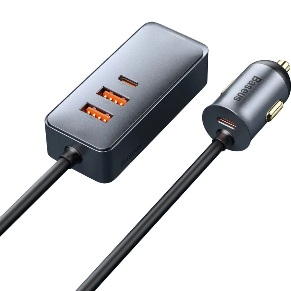 Autoladegerät 2x USB-A, 2x USB-C, Baseus Share Together, 120W, PPS, QC, PD, Samsung AFC, Huawei SCP, Grau