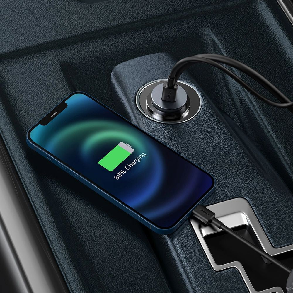 Autoladegerät 2x USB-A, 2x USB-C, Baseus Share Together, 120W, PPS, QC, PD, Samsung AFC, Huawei SCP, Grau