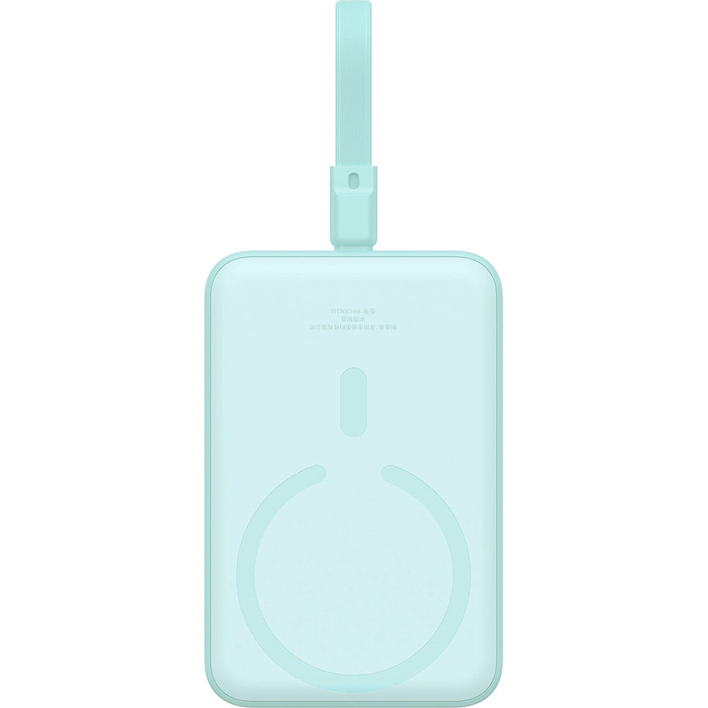Baseus Magnetic Mini Induktive Qi-Powerbank mit integriertem Lightning-Kabel, für MagSafe, USB-C, 10 000 mAh 20W + Kabel, Blau
