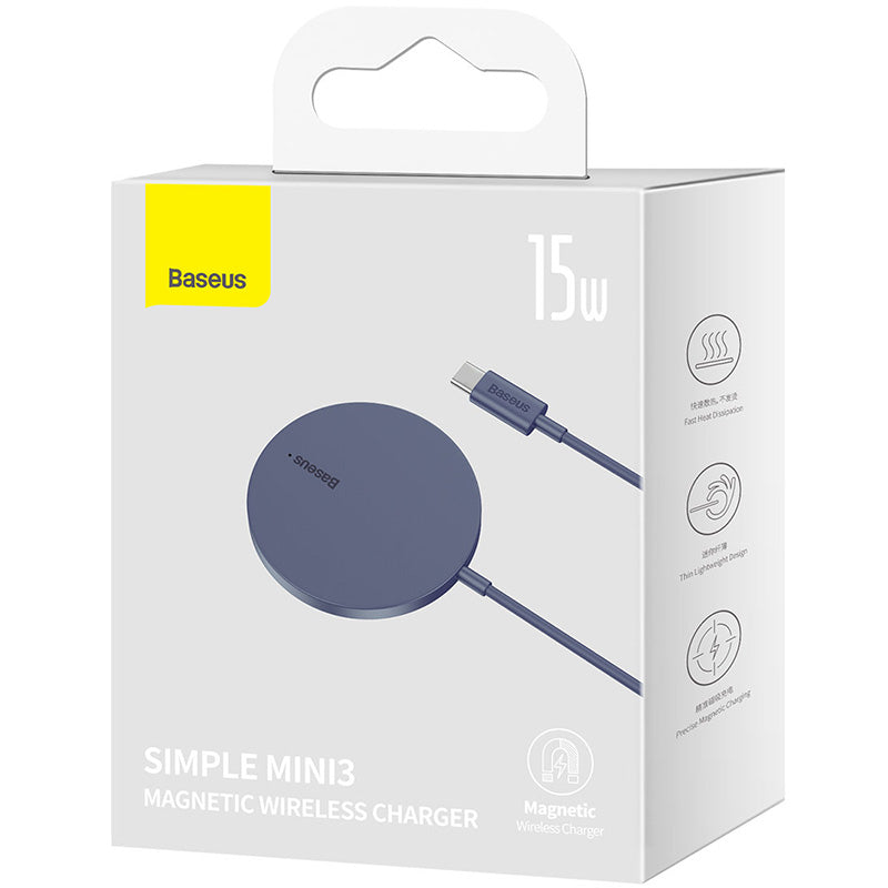 Drahtloses Magnet Ladegerät Baseus Mini3 Qi, MagSafe Wireless Charger, 15W, Violett