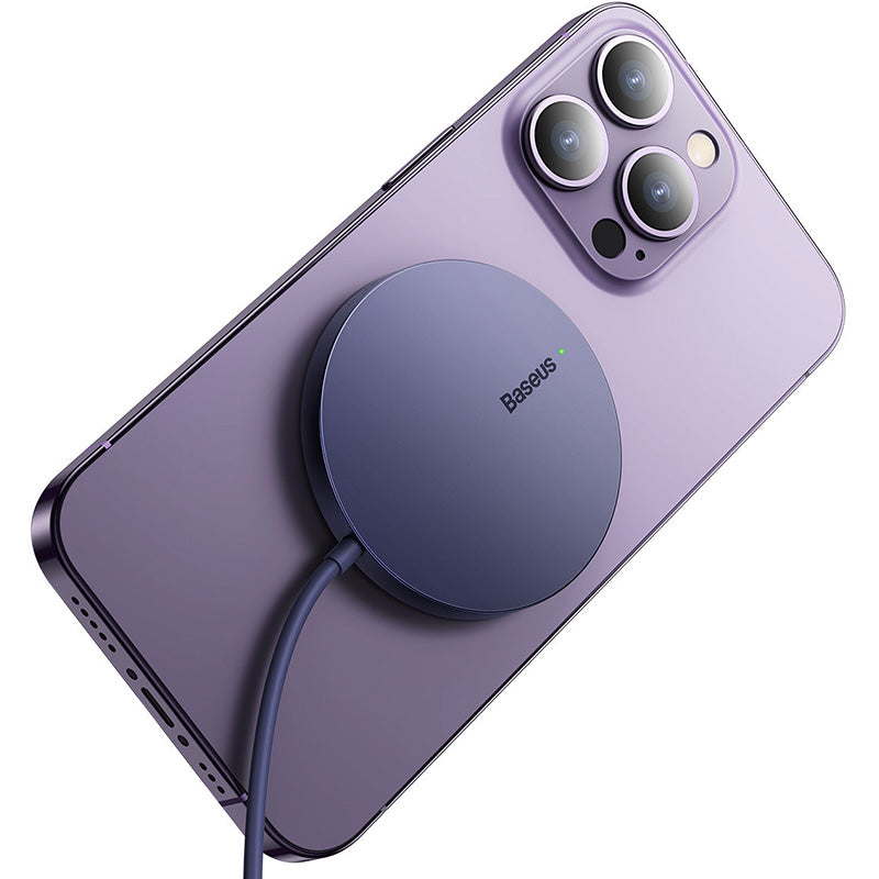 Drahtloses Magnet Ladegerät Baseus Mini3 Qi, MagSafe Wireless Charger, 15W, Violett