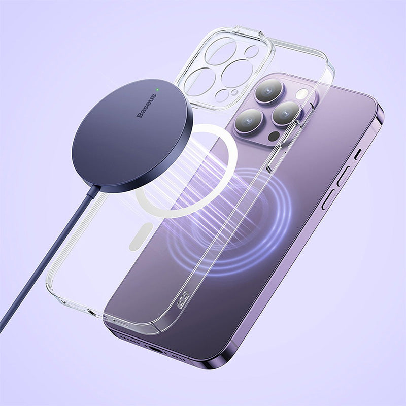 Drahtloses Magnet Ladegerät Baseus Mini3 Qi, MagSafe Wireless Charger, 15W, Violett