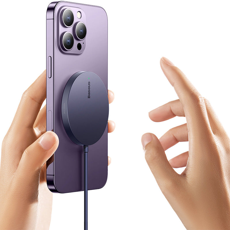 Drahtloses Magnet Ladegerät Baseus Mini3 Qi, MagSafe Wireless Charger, 15W, Violett