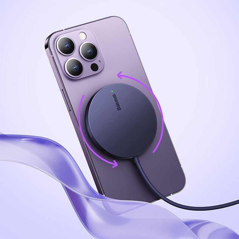 Drahtloses Magnet Ladegerät Baseus Mini3 Qi, MagSafe Wireless Charger, 15W, Violett