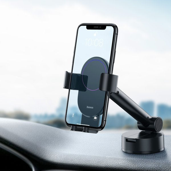 Mechanische Handy-Halterung für Cockpit/Armaturenbrett/Windschutzscheibe, Baseus Simplism Gravity Car Mount Holder, Schwarz