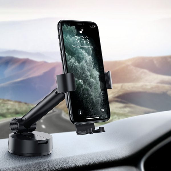 Mechanische Handy-Halterung für Cockpit/Armaturenbrett/Windschutzscheibe, Baseus Simplism Gravity Car Mount Holder, Schwarz