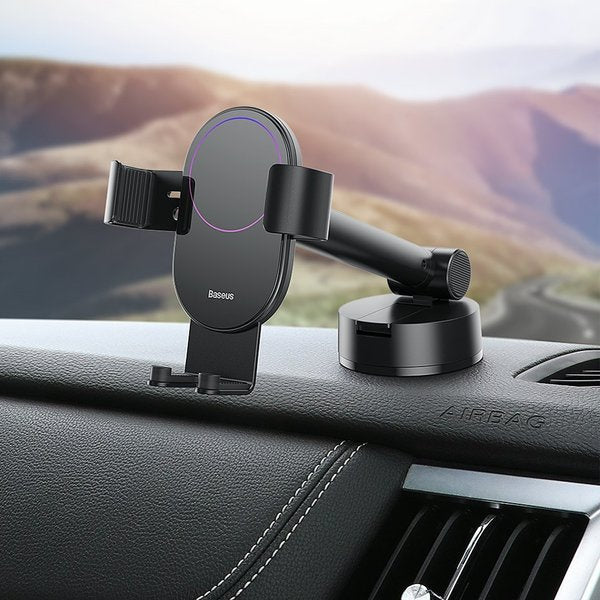 Mechanische Handy-Halterung für Cockpit/Armaturenbrett/Windschutzscheibe, Baseus Simplism Gravity Car Mount Holder, Schwarz