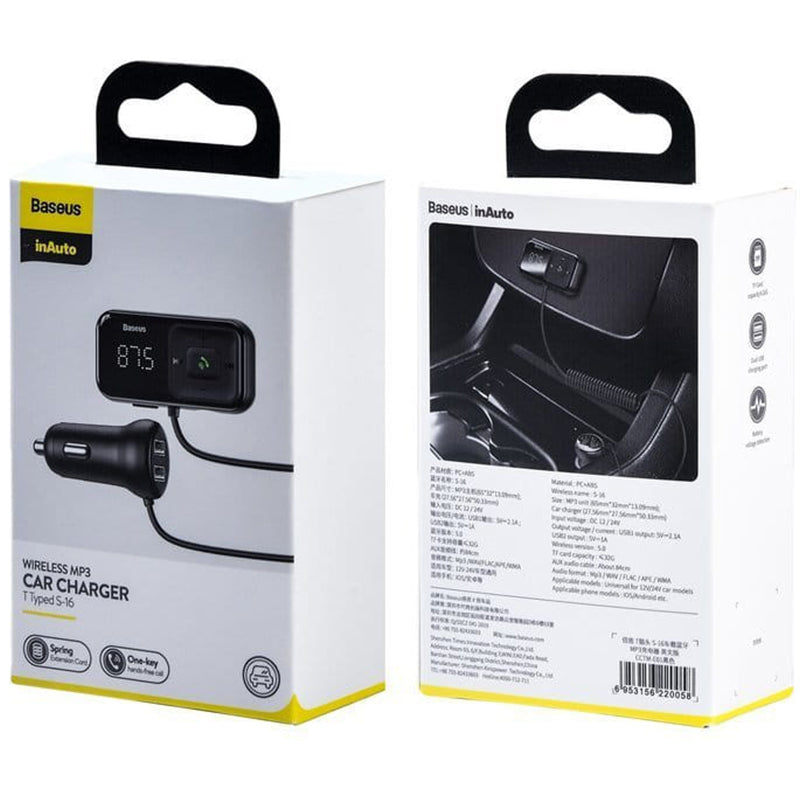 Autoladegerät + FM-Sender Baseus S-16 Overseas edition 2x USB-A, schwarz