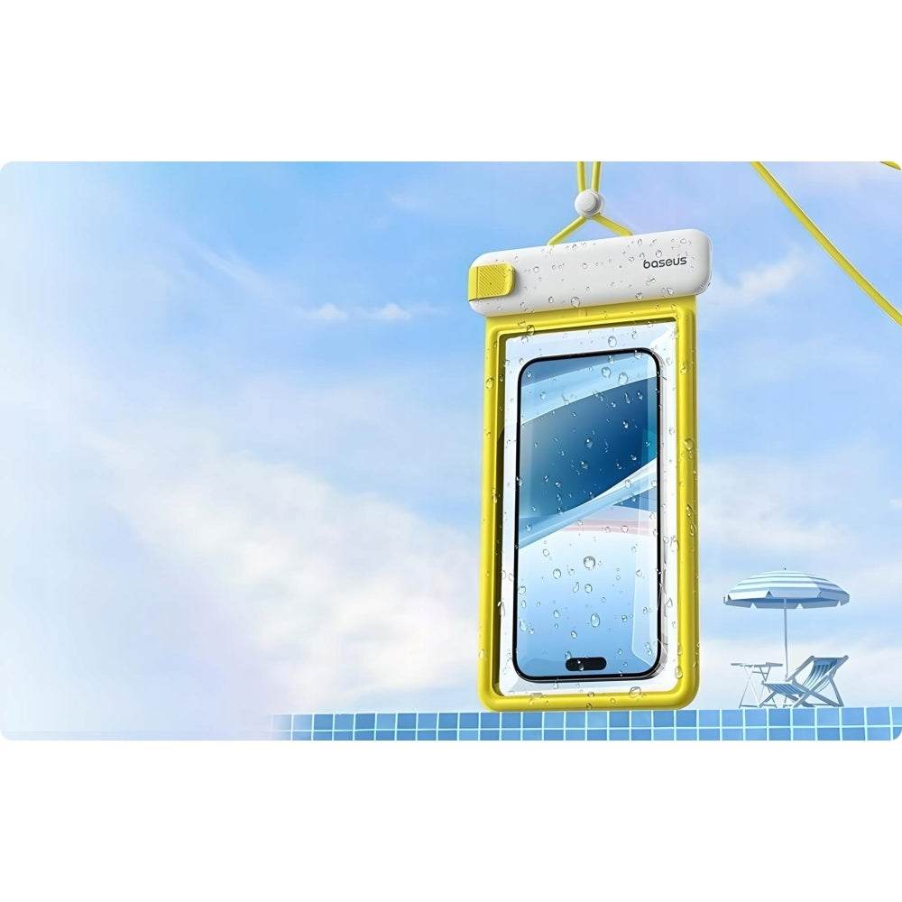 Wasserdichte Schutzhülle für Smartphone max. 7'2", Baseus Waterproof Deep Dive Case, Schwarz und Gelb