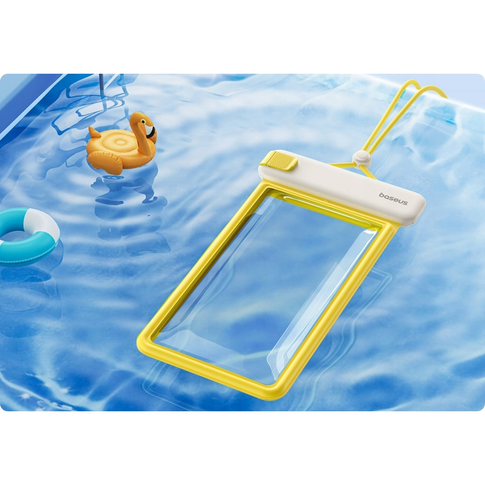 Wasserdichte Schutzhülle für Smartphone max. 7'2", Baseus Waterproof Deep Dive Case, Schwarz und Gelb