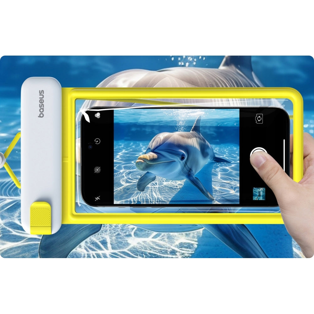 Wasserdichte Schutzhülle für Smartphone max. 7'2", Baseus Waterproof Deep Dive Case, Schwarz und Gelb