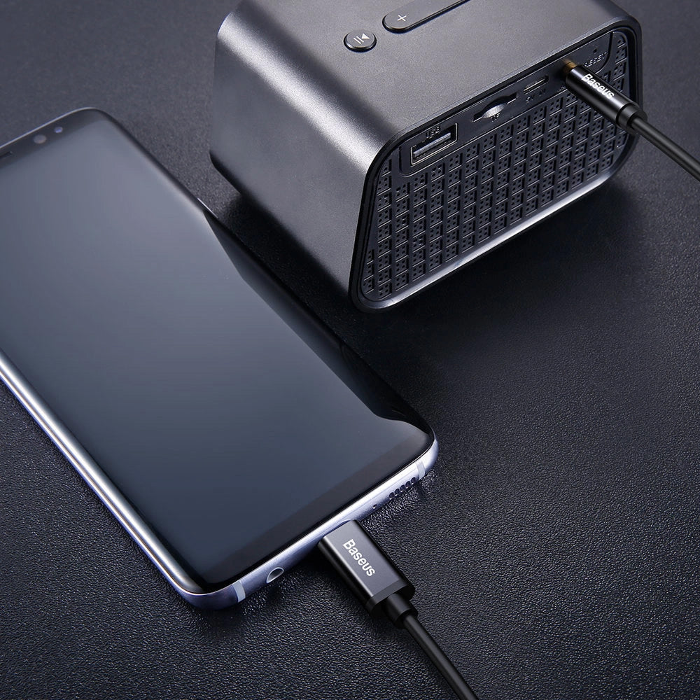 Audiokabel USB-C zu AUX 3,5 mm mini jack für Smartphone/Tablet, 1,2m, Baseus Yiven M01, Schwarz-Gold
