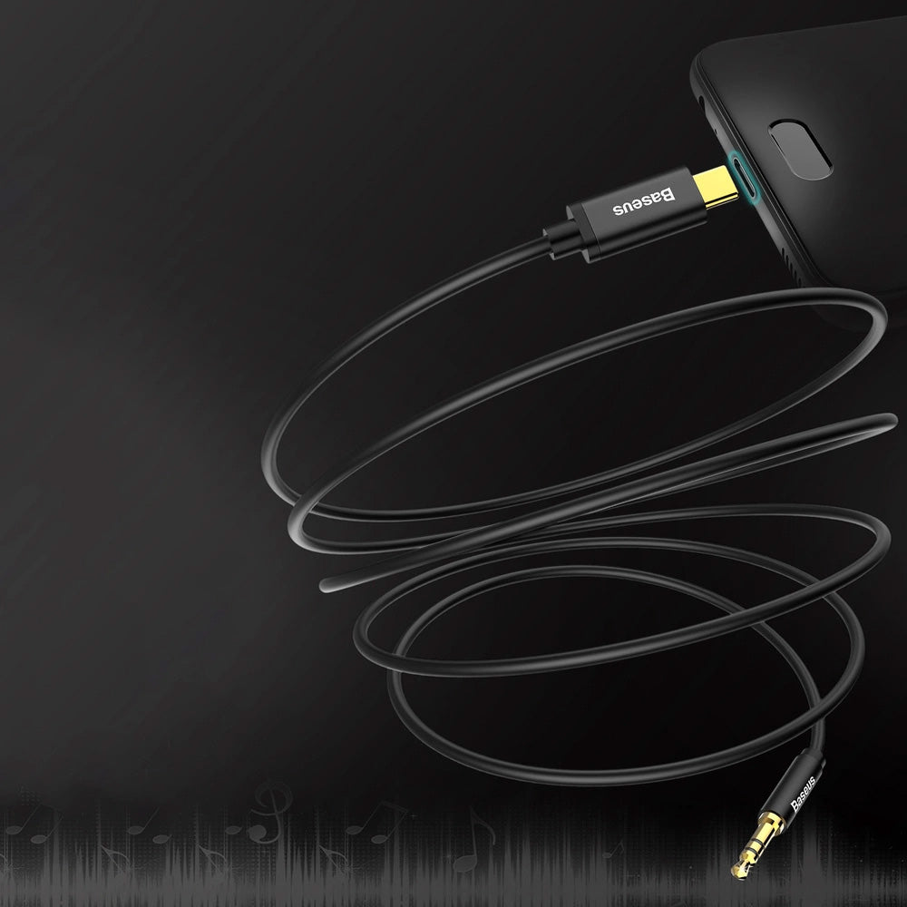 Audiokabel USB-C zu AUX 3,5 mm mini jack für Smartphone/Tablet, 1,2m, Baseus Yiven M01, Schwarz-Gold