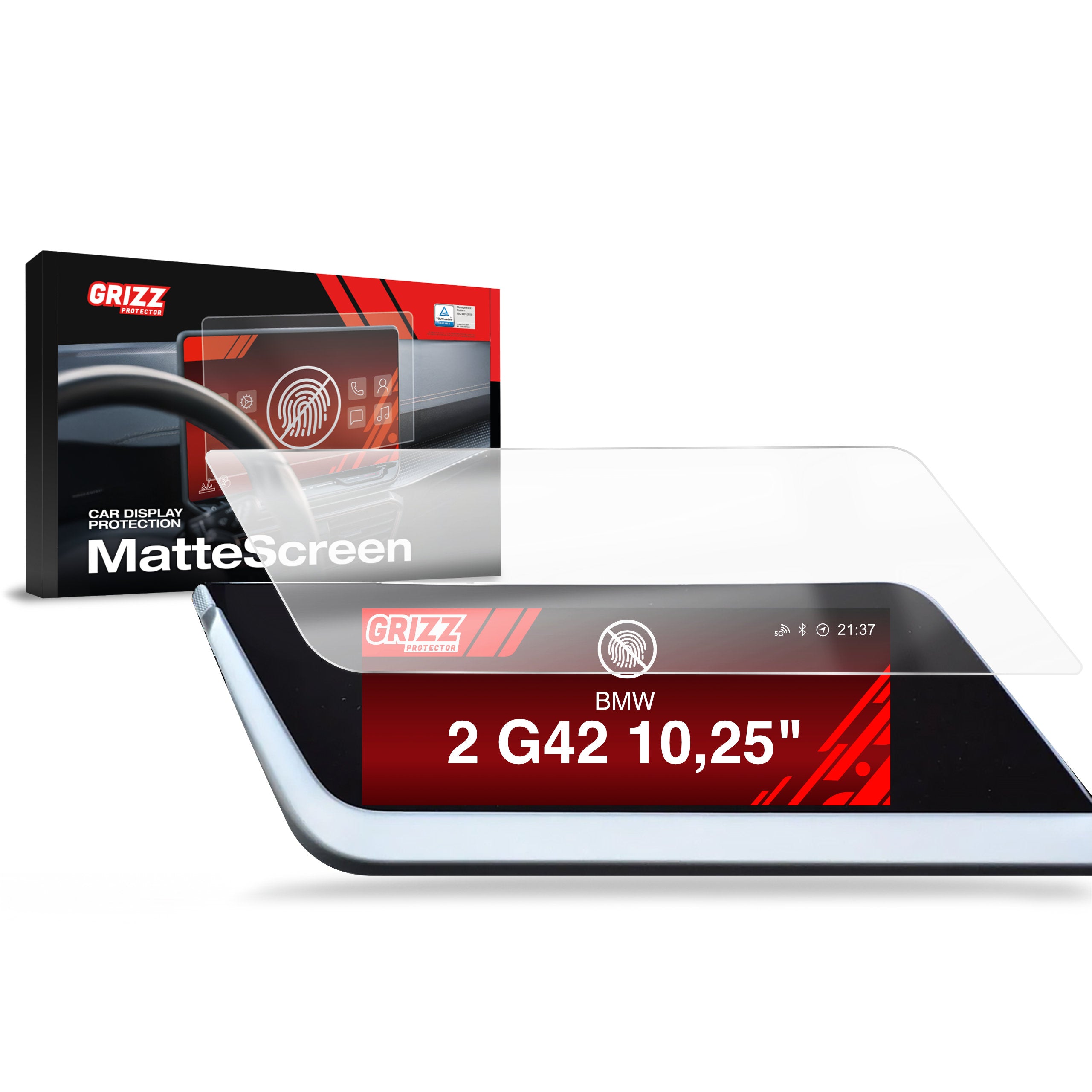 Matte Autodisplayfolie für BMW 2 G42 10,25" (2021-2024), Grizz Protector