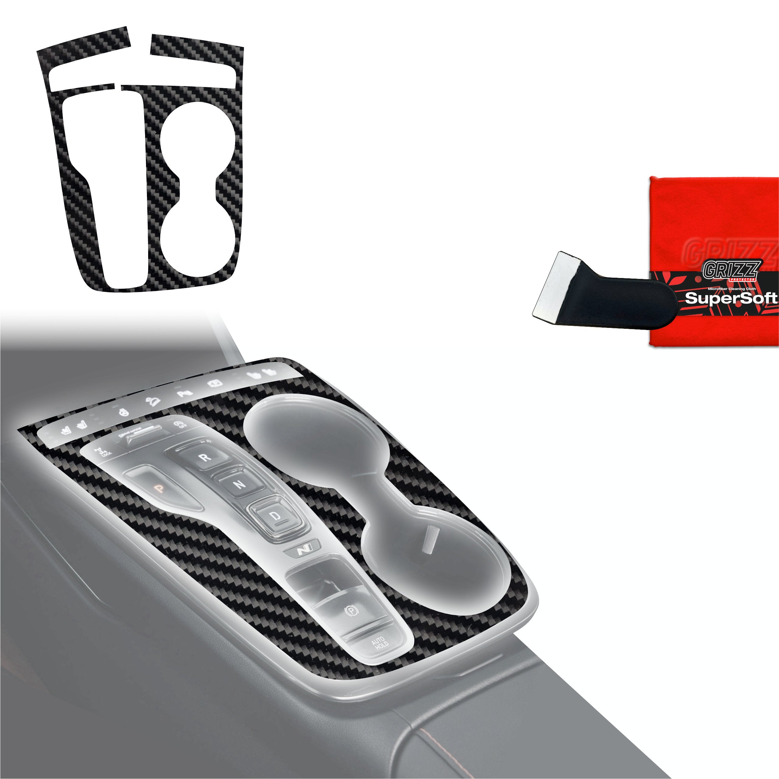 Schutzfolien Grizz Protector für Mittelkonsole - Hyundai Tucson N-Line (2021-2024) Carbon Optik Glanz