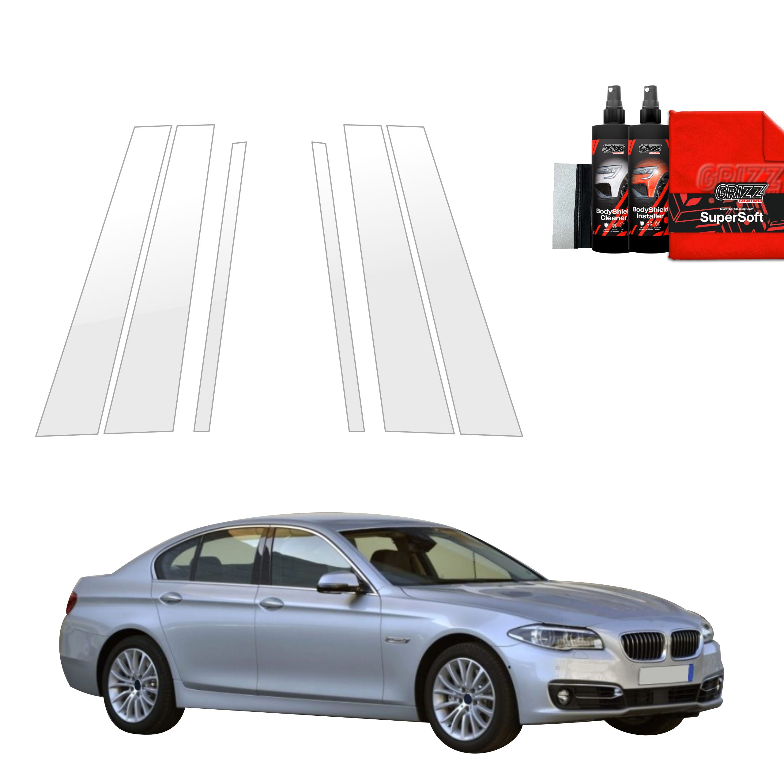 6in1 Schutzfolie Grizz Protector für B-C-Säule - BMW 5 F10 Sedan LCI (2012-2017)