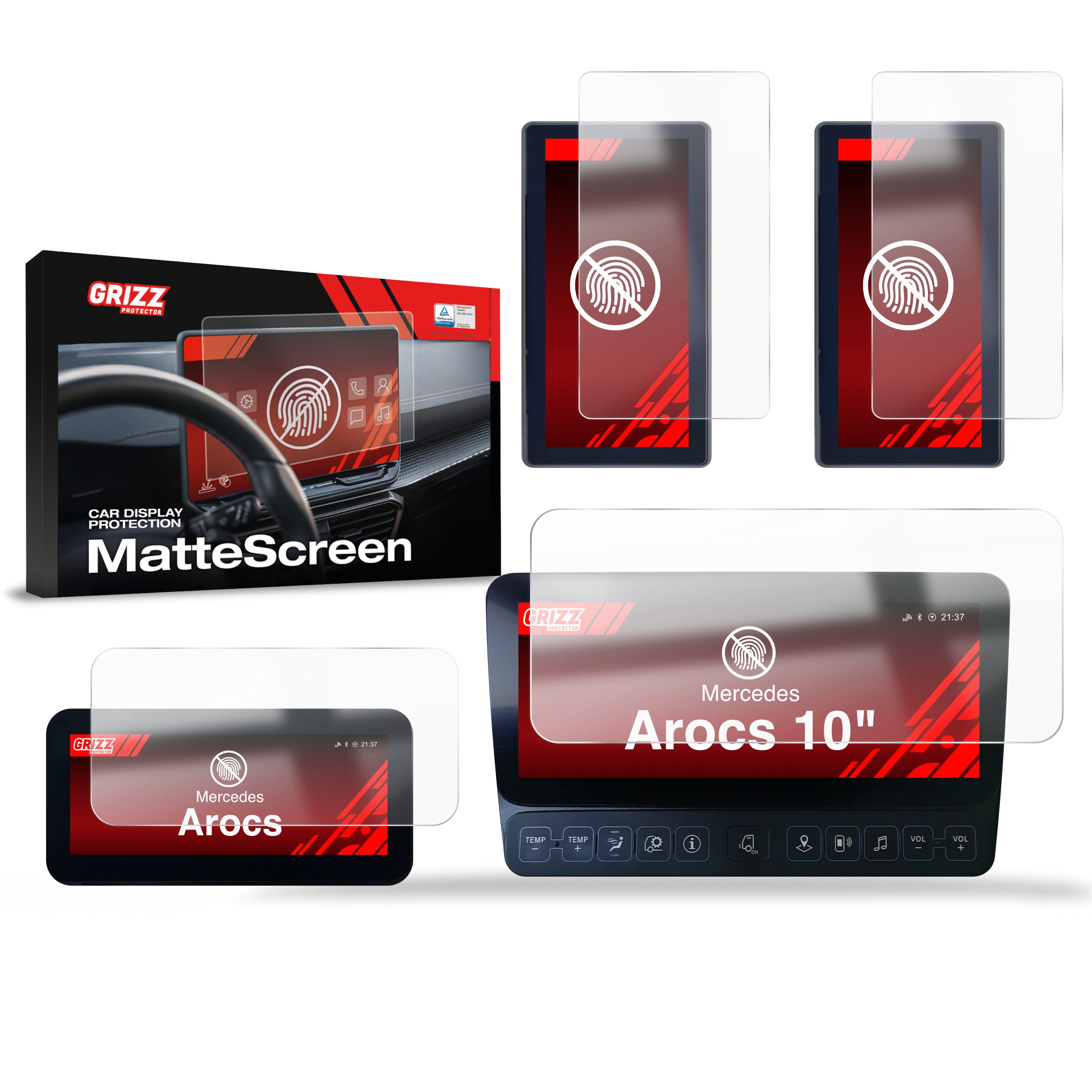 Matte Autodisplayfolie 4in1 für Mercedes Arocs (2019-2024), Grizz Protector
