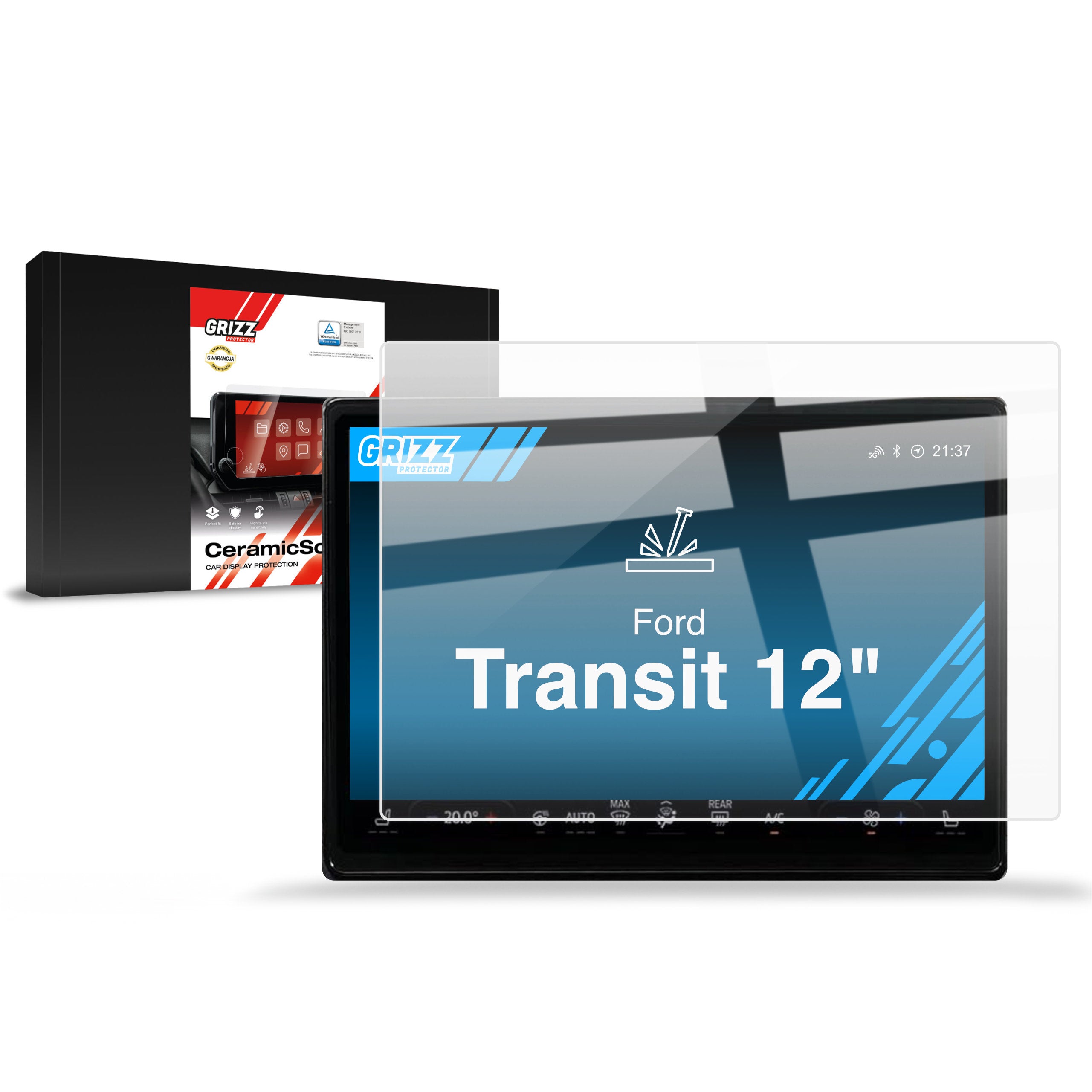 Keramische Autodisplayfolie für Ford Transit 12" (2024-2026), Grizz Protector