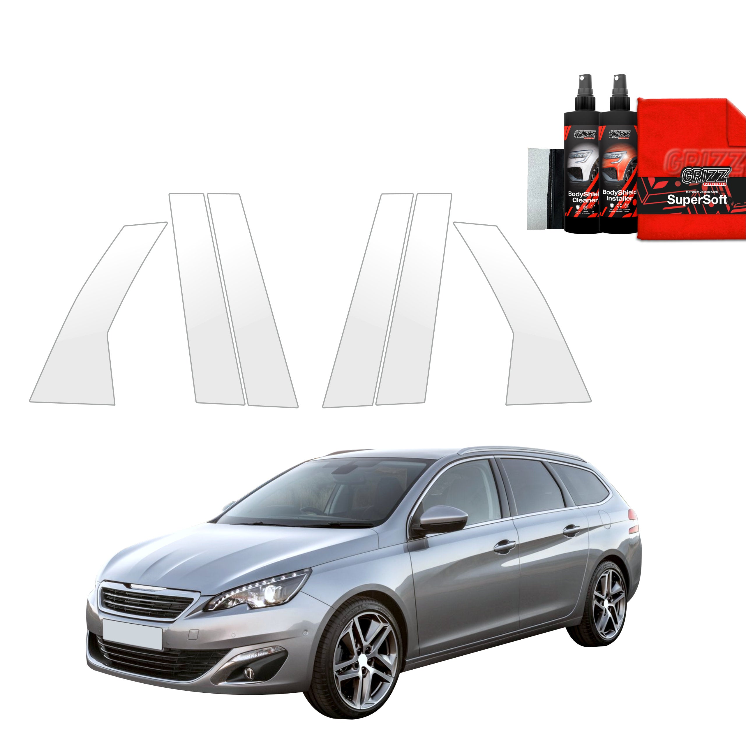 6in1 Schutzfolie Grizz Protector für B-C-Säule - Peugeot 308 Kombi (2013-2021)