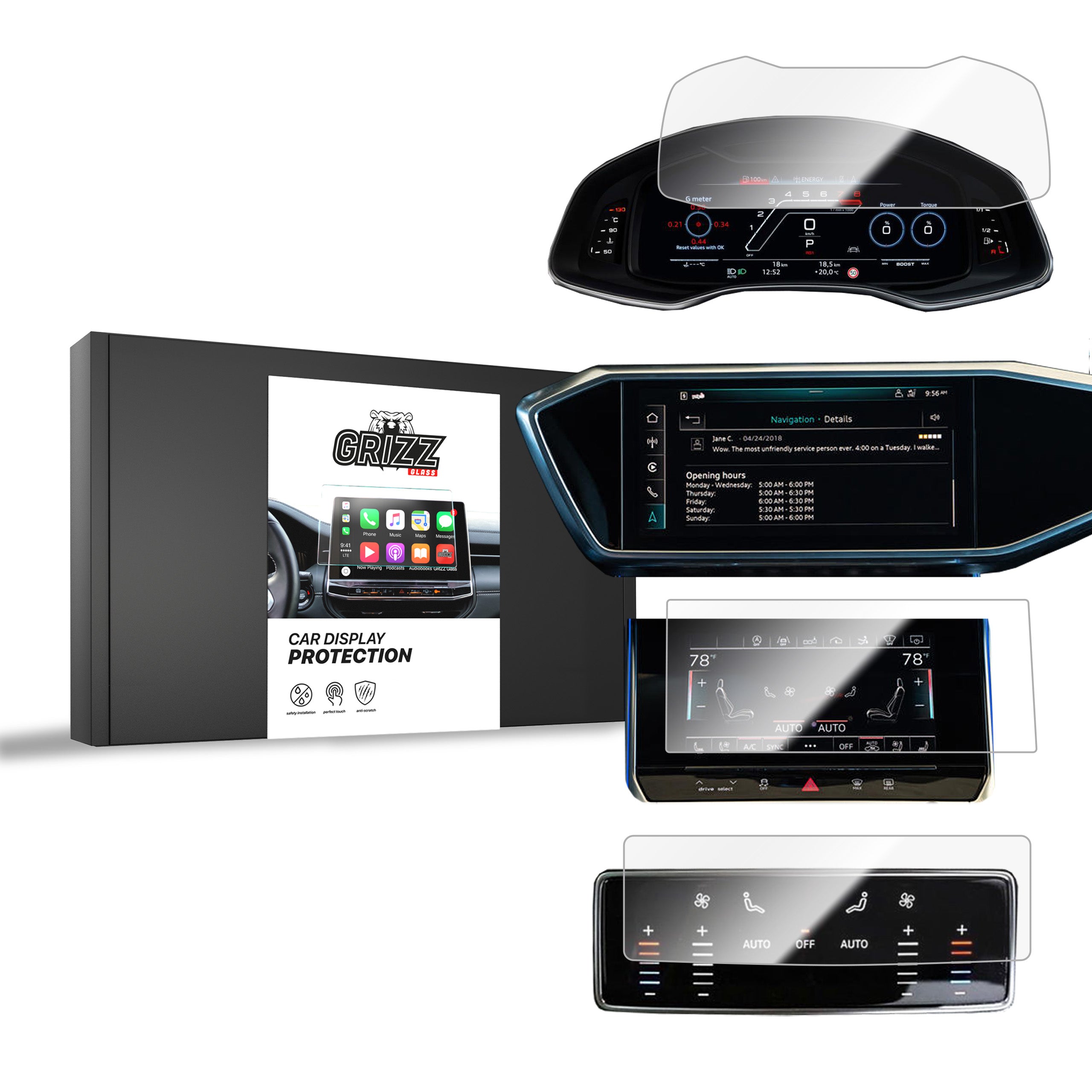 Keramische Autodisplayfolie 4in1 für Audi A7 C8 4w1 (2018-2025), Grizz Protector